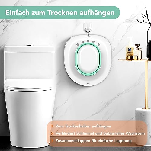 Faltbares Sitzbad für die Toilette, Bidet Einsatz für Toilette, Tragbares Sitzbadewanne für Hämorrhoidenbehandlung, Wochenbettpflege, Schwangere und ältere Menschen (ca. 2,5 Liter)