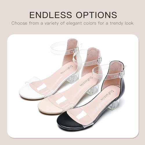 Image of Dufannie Girls Sandals Low Heels Dress Pump Ankle Strap Open Toe Flower Girl Wedding Party for Toddler Little Big Kid