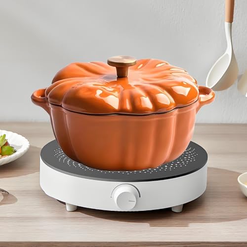 Cocotte en fonte émaillée citrouille de 3,8L avec couvercle pour four