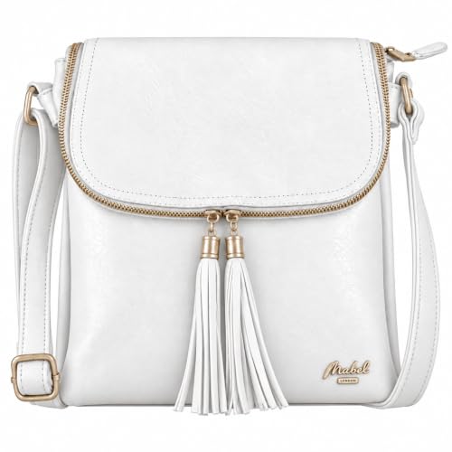 Image of Mabel Women’s Cross Body Handbags - Trendy Messenger Long Shoulder Strap Bags (Design 5 - White)