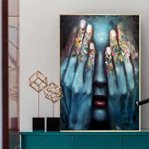 Toile graffiti de doigts colorés 60x80cm pour décoration murale chic