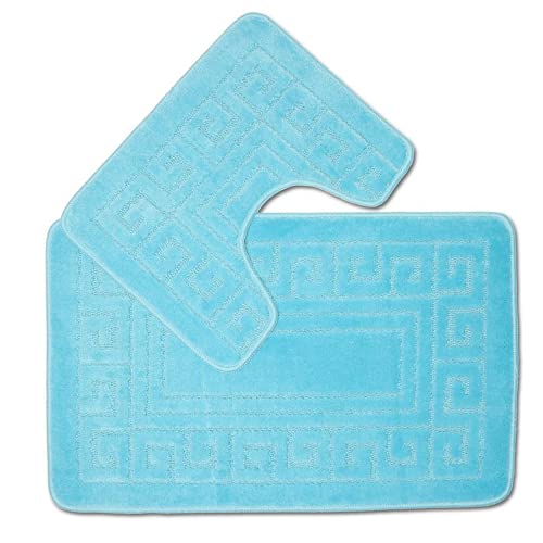 EDS - Anti-slip badmat in Griekse stijl - Set van 2 badmatten - Inclusief 1 badmat (50 × 80 cm) en 1 toiletmat (50 × 40… - Image 4