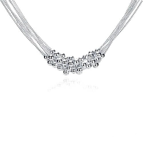 Collier en argent 925 pour femmes anti-ternissement en argent pur brillant