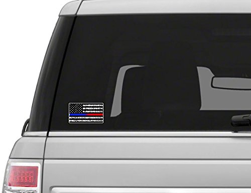 Vinyl Junkie Graphics Police and Fire Dept. Blue/red line American Flag Sticker/Decal