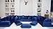 Velvet Royal Blue Color U Shaped Floor Seating, Velvet Floor Sofa, Velvet Floor Couch, Sectional Sofas, Velvet Floor Cushion, Bench Cushion (U Sofa Only)