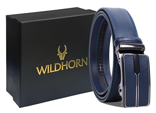 Image of WildHorn Men's Genuine Leather Belt for Men| Premium Auto-Lock Buckle | Adjustable up to 48 inch | Formal & Casual Wear | Micro-Adjust Fit | Stylish Gift Box Included