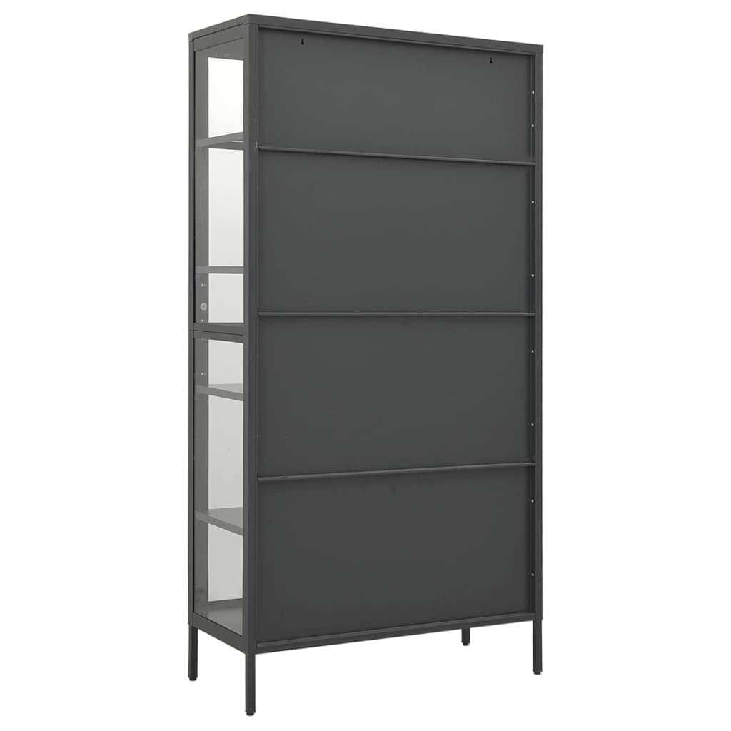 vidaXL Vitrina Estantería Alacena Porcelana Armario Lateral Estudio Oficina Revistas Libros de Acero y Vidrio Templado Gris Antracita 90x40x180 cm