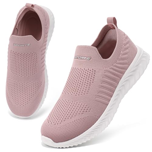HKR Zapatillas Deporte para Mujer Ligeros Zapatos de Trabajo Calzado Cómodo para Caminar Gimnasio Jogging Rosa Oscuro 39 EU