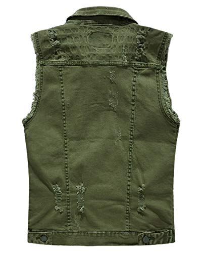 ebossy Men's Ripped Distressed Denim Vest Sleeveless Button Up Jean Vest Jacket2