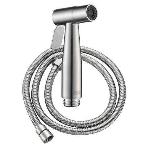BRIMIX Handheld Bidet Sprayer for Toilet Shattaf Set with 1.2M hose Cloth Diaper Bathroom Cleaning Muslim Shower Personal Hygiene Stainless Steel Brushed