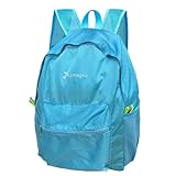 Mochila de viagem encerada de couro genuíno para laptop, Azul-celeste, Medium, Mochilas de viagem