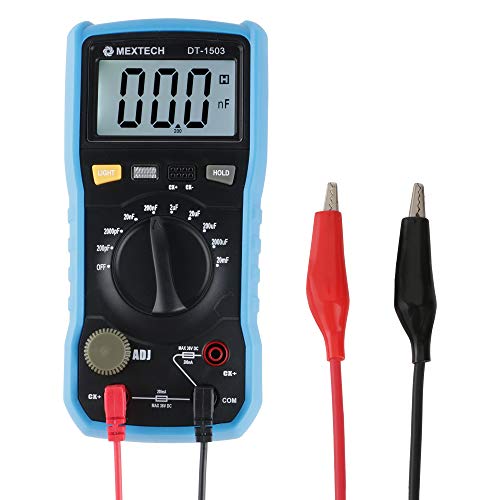 Image of MEXTECH Digital Capacitance Meter DT1503 | 3 Digit LCD | pF to mF Range | Backlit Display, Data Hold, Zero Adjust | Lab, Factory & Educational Use