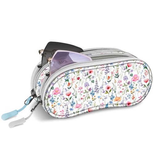 Image of FINTIE Double Sunglasses Case, Soft Portable Eyeglasses Pouch with Carabiner Clip, Dual Zipper Compartments for Men Women