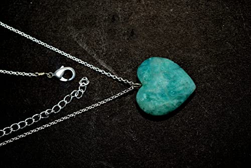 Amazonite Necklace, Healing Crystal Heart Gemstone Pendant Necklaces, Natural Spiritual Reiki Stone Jewelry For Women Girls Girlfriend #TOP2