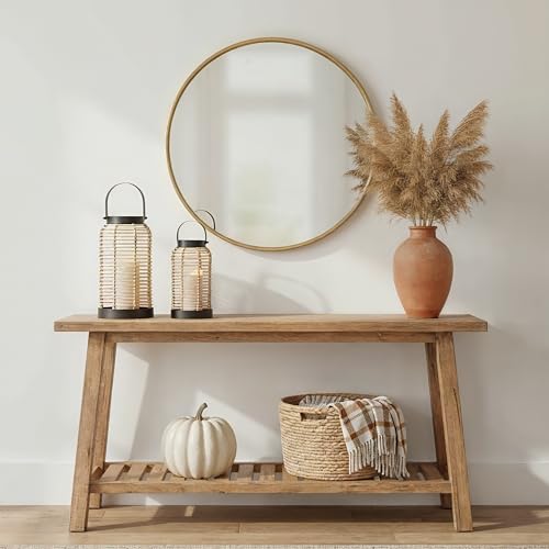 Natural Rattan Boho Lanterns - Handcrafted Chic Decor to Enhance Your Home - Modern Farmhouse Beauty Perfect for Any Living Room, Patio & Porch, Indoor and Outdoor Coffee Table or Kitchen Dining Table - Image 9