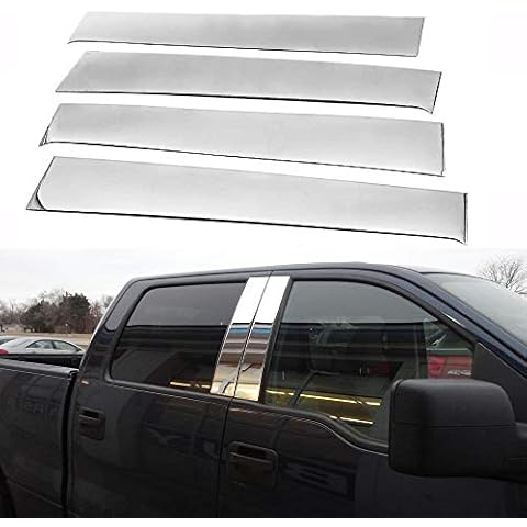 EZ MOTORING 4PC Stainless Steel Pillar Post Fits 2004-2014 Ford F150 Super Cab/Crew Cab Cover