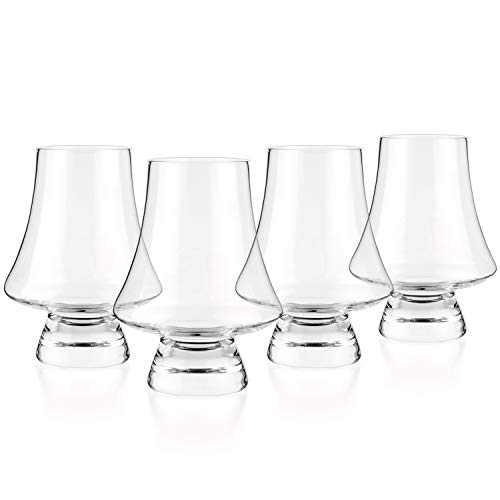 Luxbe - Bourbon Whisky Crystal Glass Snifter, Set of 4 - Narrow Rim Tasting Glasses - Handcrafted - Good for Cognac Brandy Scotch - 9-ounce/260ml