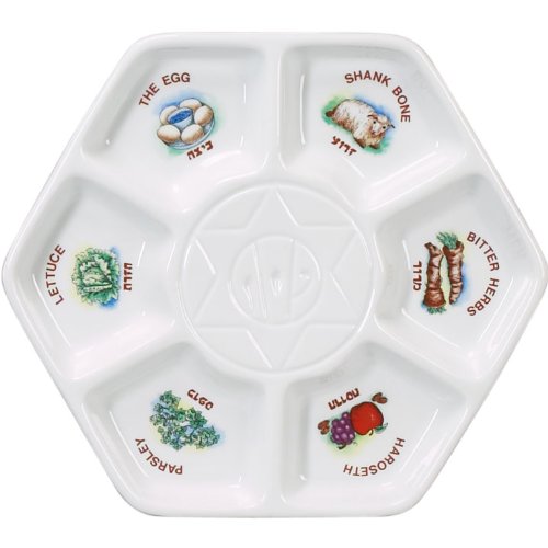 Israel Giftware Designs Hexagon Shaped Porcelain Passover Seder Plate