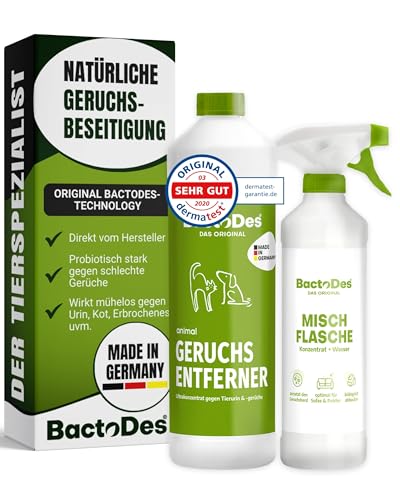 BactoDes Animal Geruchsneutralisierer 1L I Enzymreiniger mit biologischer Mikrobenkraft &...