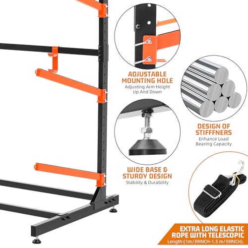 Uokrr 3 Kayak Storage Rack, Freestanding Kayak Racks For Garage, Heavy Duty Adjustable Kayak Stand Indoor Outdoor Storage Rack For Kayaks, Canoes thumb #4