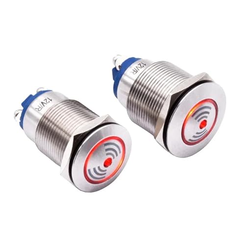 Interruptor de zumbador metálico de 22mm de alta durabilidad con aviso LED azul AC DC 24-220V