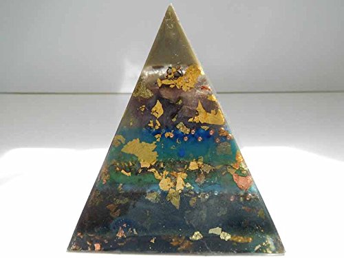Silver B.Sun Sky Blue Green Prosperity Large Pyramid Crystal Orgone Generator Energy Accumulator 528Hz/7.83Hz/Advance Harmonics (4"x4"x4" (102MM), Silver B.Sun Sky Blue Green Prosperity)