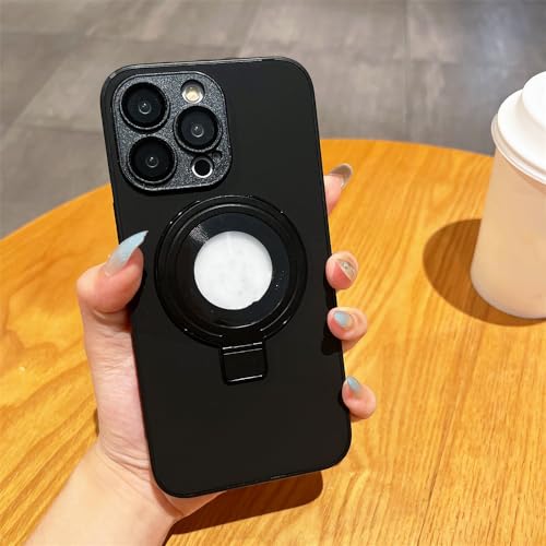 Étui en cuir PU pour iPhone 14 avec support et charge magnétique noir