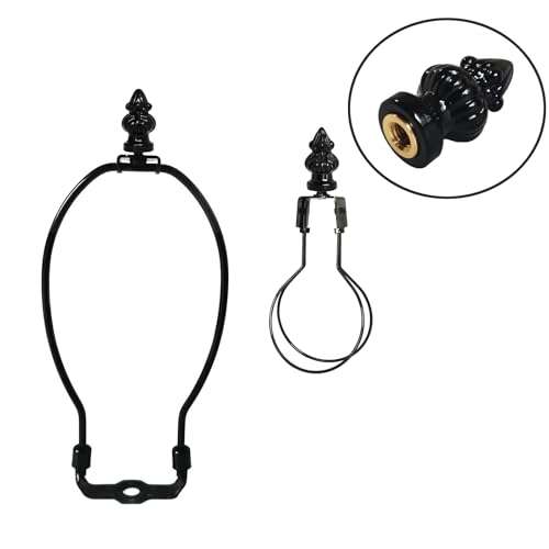 Image of 2 Pieces 1 /8IP Lamp Shade Finial Tiffany Victorian Finials for Lamps Threaded Lamp Cap Knob for Table Lamps or Floor Lamps (Black)