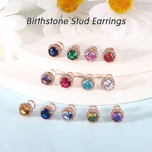 January Birthstone Stud Earrings For Women, Genuine Garnet Stud Earrings 18K White Gold Plated S925 Sterling Silver Halo Round Red Birthstone Earrings January Birthstone Stud Earrings For Women Wife Gifts #TOP5