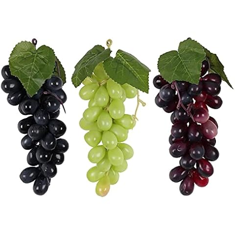 3 Pcs Artificial Grapes Decoration Artificial Grapes Plastic Fruit Faux Fruit Plastic Grapes Props Artificial Fruit Faux Fruit Props for Kitchen Office Party Decor Photo Prop Shooting Cover