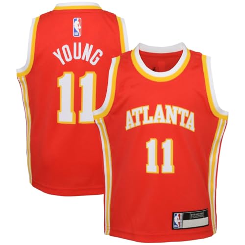 Outerstuff Trae Young Atlanta Hawks #11 Kids Size 4-7 Icon Player Name & Number Jersey (Red Kids Large-7)