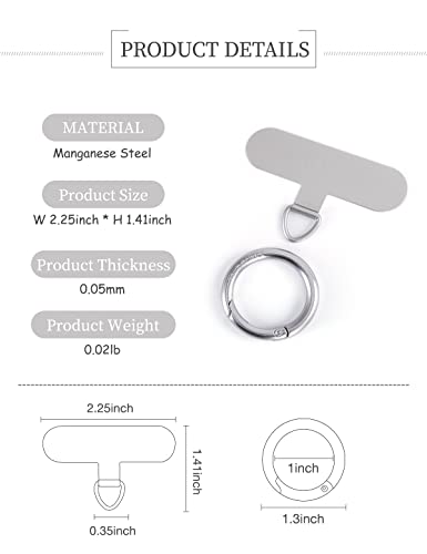 Phone Tether Tab ×1,Spring Ring ×1,Metal Patch,Universal Phone Lanyard Black - Photo 20 sur 29