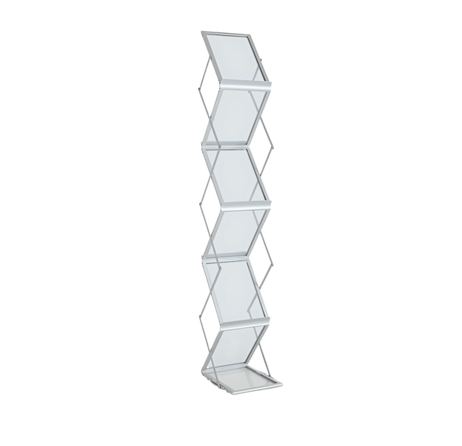 Ptasccne Foldable Aluminum Floor Standing Magazine Rack, Portable Pop-up Brochure for Trade Shows Office magazine rack