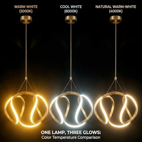 Image of Groeien 12W 3 Color Gold LED Wave Orbit Pendant, Home Ceiling Lamp(Pendant WaveOrbit, 1)