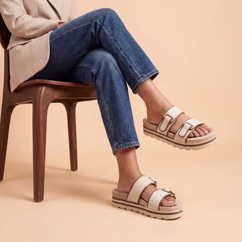Image of Frido Women's Arch Support Wedge Sandals, Orthopedic Cushioned Platform Heels with Anti-Slip Sole, Comfortable Slip-On Footwear for Office, Travel, Daily Wear & Long Standing | Available in 3 Style- Buckle Strap, Velcro Strap & Classic Styles