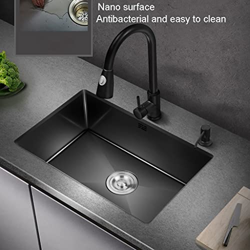 Bar Sink Black Small Kitchen Sink, Stainless Steel Sink Single Bowl Sink Topmount Undermount Handmade Kitchen Sink Rectangle Sink Workstation Kitchen Sink With Drain Tray Prep Sink, 15.7*9.8 Inch #TOP2