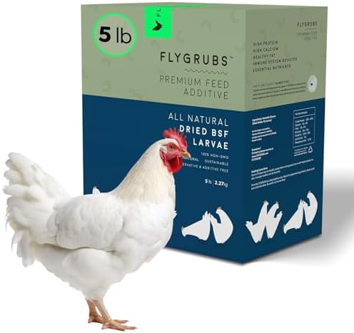 FLYGRUBS 5 lb Dried Black Soldier Fly Larvae – High-Calcium Chicken Treats for Laying Hens and Wild Birds – Nutrient-Rich Mealworm Alternative – Supports Feather Growth and Strong Eggshells