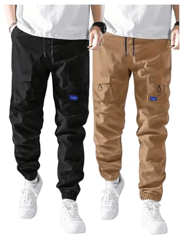 GORGLITTER Boy's Cargo Pants 2 Piece Elastic Waist Hiking Pants Joggers with Pockets