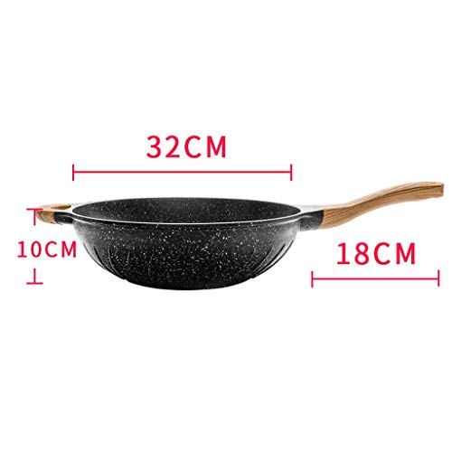 CTCOIJRN Cookware Home 32 cm Antihaft-Pfanne, Induktionsherd-Wok, medizinischer Stein, antihaftbeschichtet, leicht zu reinigen