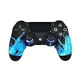 PS4 Custom LED Controller mit 2 Paddles, Blau Flammen Design, V2