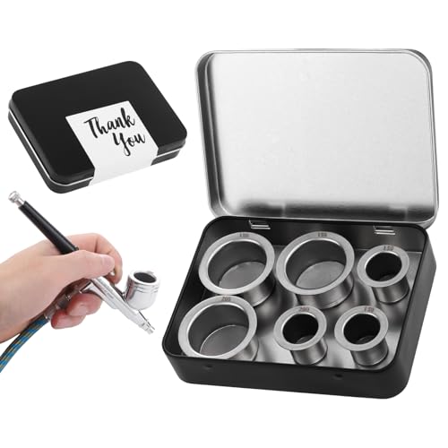 6PCS-Stainless Steel Airbrush Filter Cup Kit Airbrush Cup Strainer Filter Cup for Paint Airbrush Accessories for 1&1.49 Diameter Cups Fits Most Airbrushes