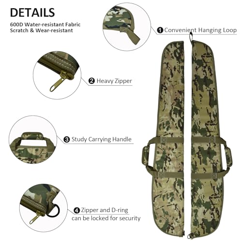 AUMTISC Maleta Rifle Escopeta, Estuche Transporte Armas Largas, Caza Tiro, Espuma Acolchada (Camo, 52inch-132cm) - imagen 3