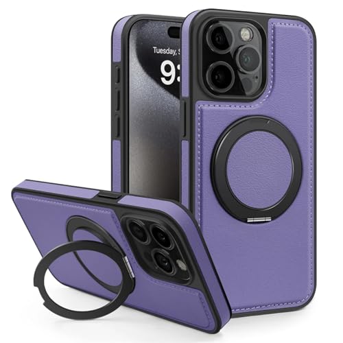 Support magnétique rotatif 360 pour cette coque iPhone 14 en cuir
