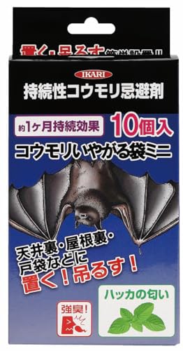 コウモリいやがる袋ミニ 持続性コウモリ忌避剤 ハッカの匂い 10個入のサムネイル