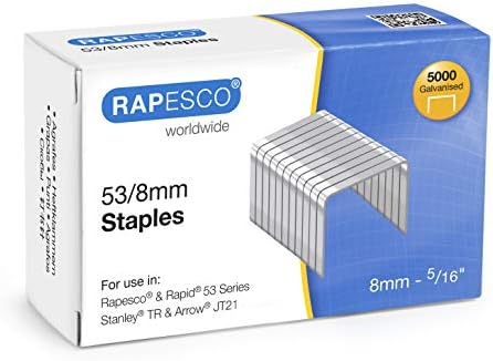 Rapesco 0750 Type 53/8 mm Galvanised Tacker Staples, Pack of 5000