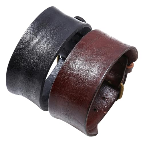 TINEASUR 2piezas Pulsera De Cuero Retro Para Hombre Brazalete Punk De Piel Auténtica Negro Marrón Para Fiestas Y Personalizados