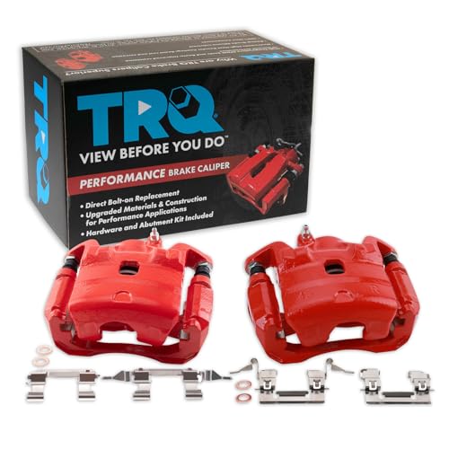 Image of TRQ Performance Front Driver and Passenger Side Brake Caliper Set Caliper Brackets Hardware Compatible with 07-09 Nissan Altima 07-10 Sentra SE-R 07-08 Sentra SE-R Spec V