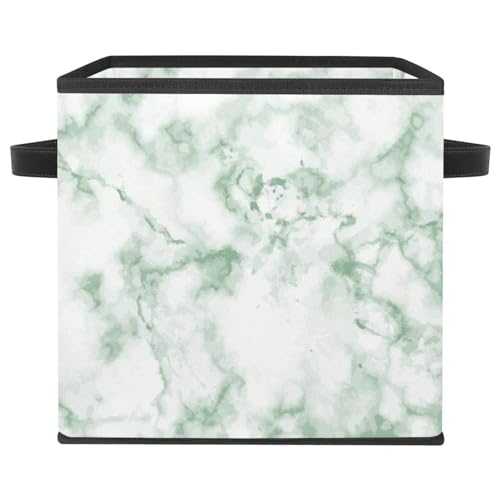 Cube de rangement pliable marbre vert avec poignées robustes - 2