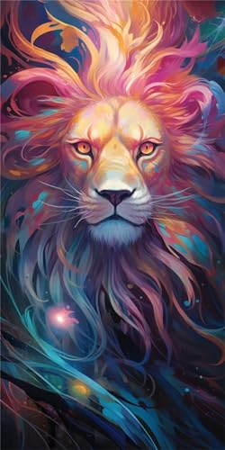 Mosaïque cristal art lion 160x80 cm | Tableau de décoration murale haut de gamme pour salon