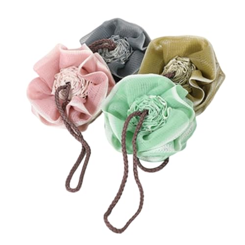 MERRYHAPY Bolas de Baño Exfoliantes Forma de Rosa 4 Piezas Esponjas para Ducha Multicolor Suaves y Cómodas para Limpieza Profunda y Exfoliación Corporal